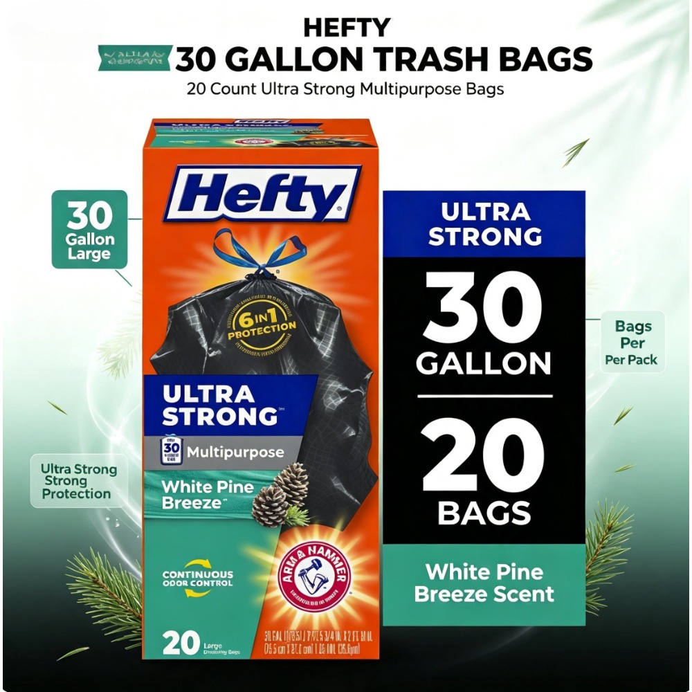 Home Fragrance Types - 20‑Count Black 30 Gallon Large Garbage